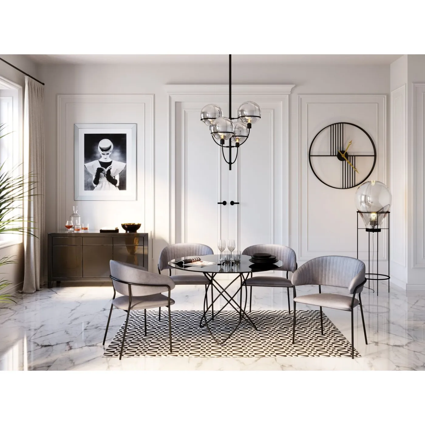 KARE Design Lampadaire Pear Frame Noir 158Cm