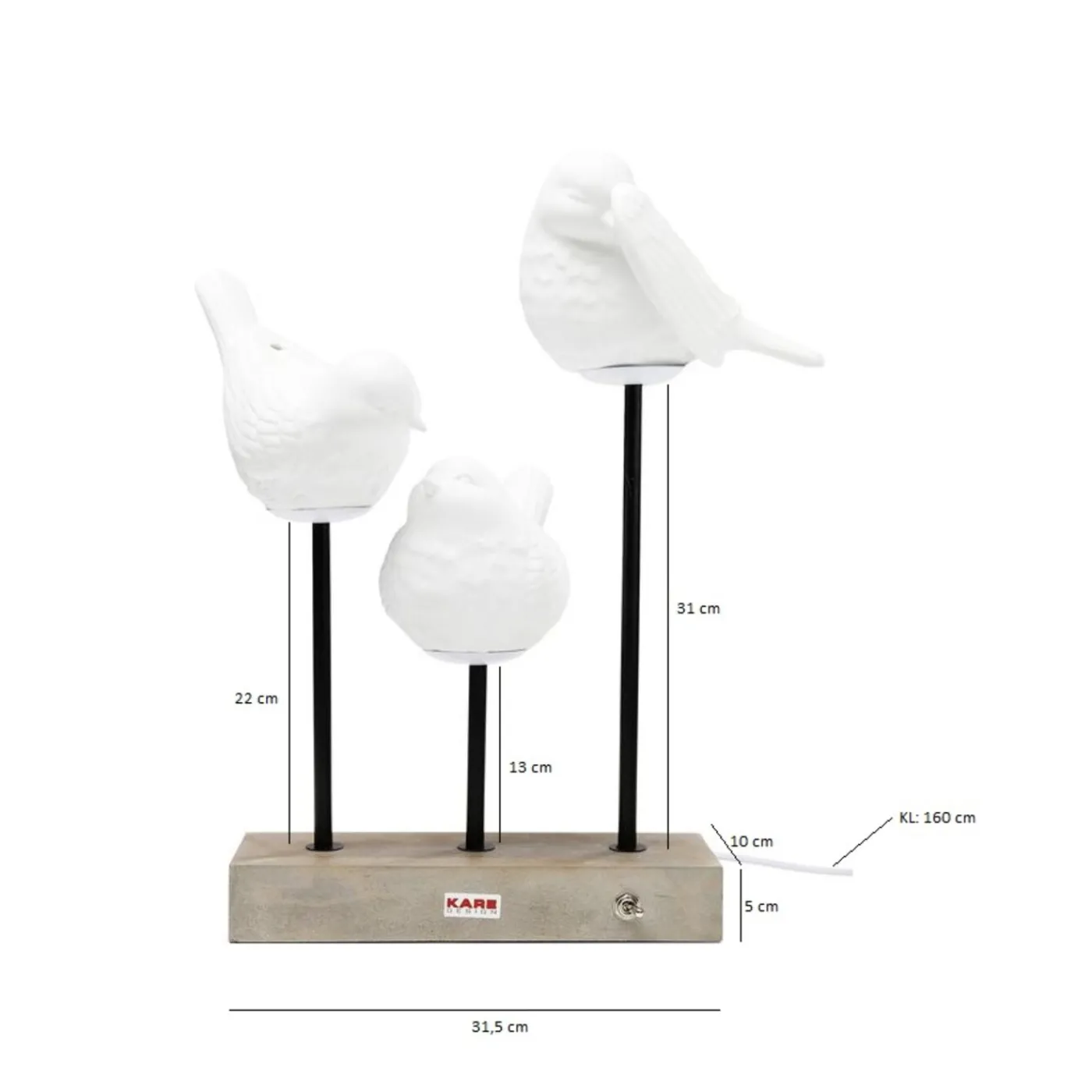 KARE Design Lampe A Poser Animal Birds Led 52Cm