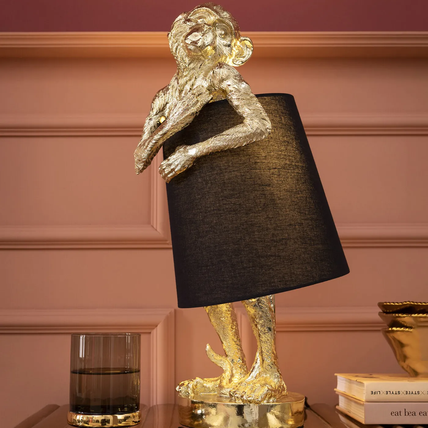 KARE Design Lampe A Poser Animal Monkey Dore-Noir