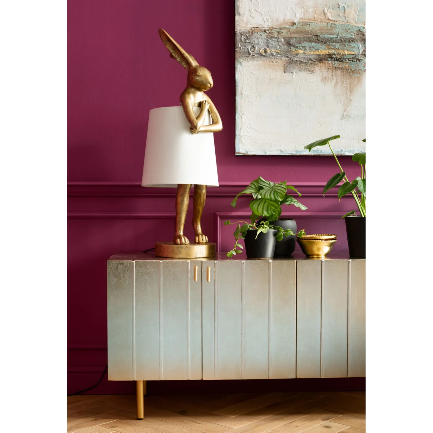 KARE Design Lampe A Poser Animal Rabbit Dore/Blanc 88Cm