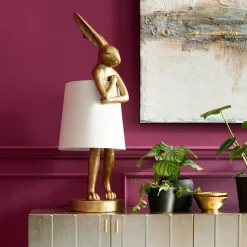 KARE Design Lampe A Poser Animal Rabbit Dore/Blanc 88Cm
