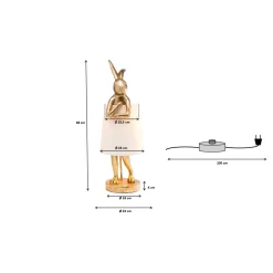 KARE Design Lampe A Poser Animal Rabbit Dore/Blanc 68Cm