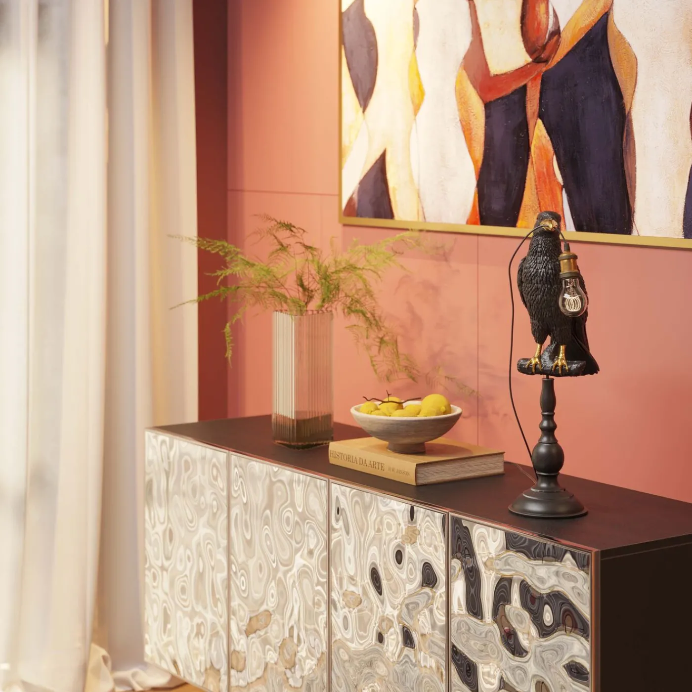 KARE Design Lampe A Poser Animal Sitting Crow Noir Mat 61Cm