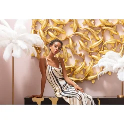 KARE Design Lampe A Poser Feather Palm Blanc 60Cm