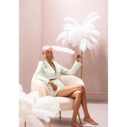 KARE Design Lampe A Poser Feather Palm Blanc 60Cm