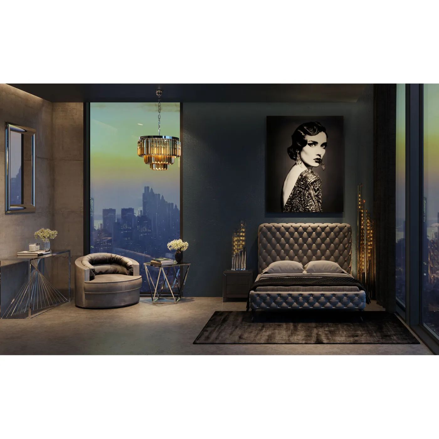 KARE Design Lit Desire Haut Gris Argente 160X200Cm