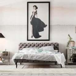 KARE Design Lit Desire Velours Gris 180X200 Cm