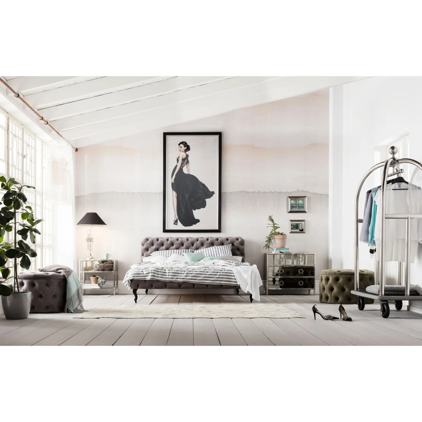 KARE Design Lit Desire Velvet Silver Grey 200X200Cm