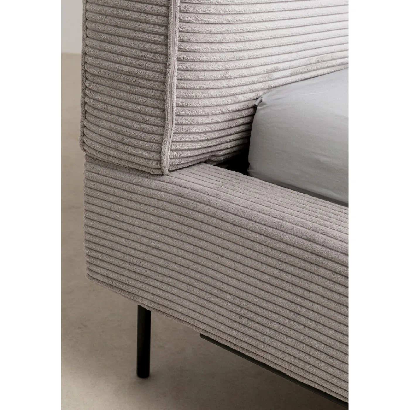 KARE Design Lit East Side Velours Cotele Gris 180X200Cm