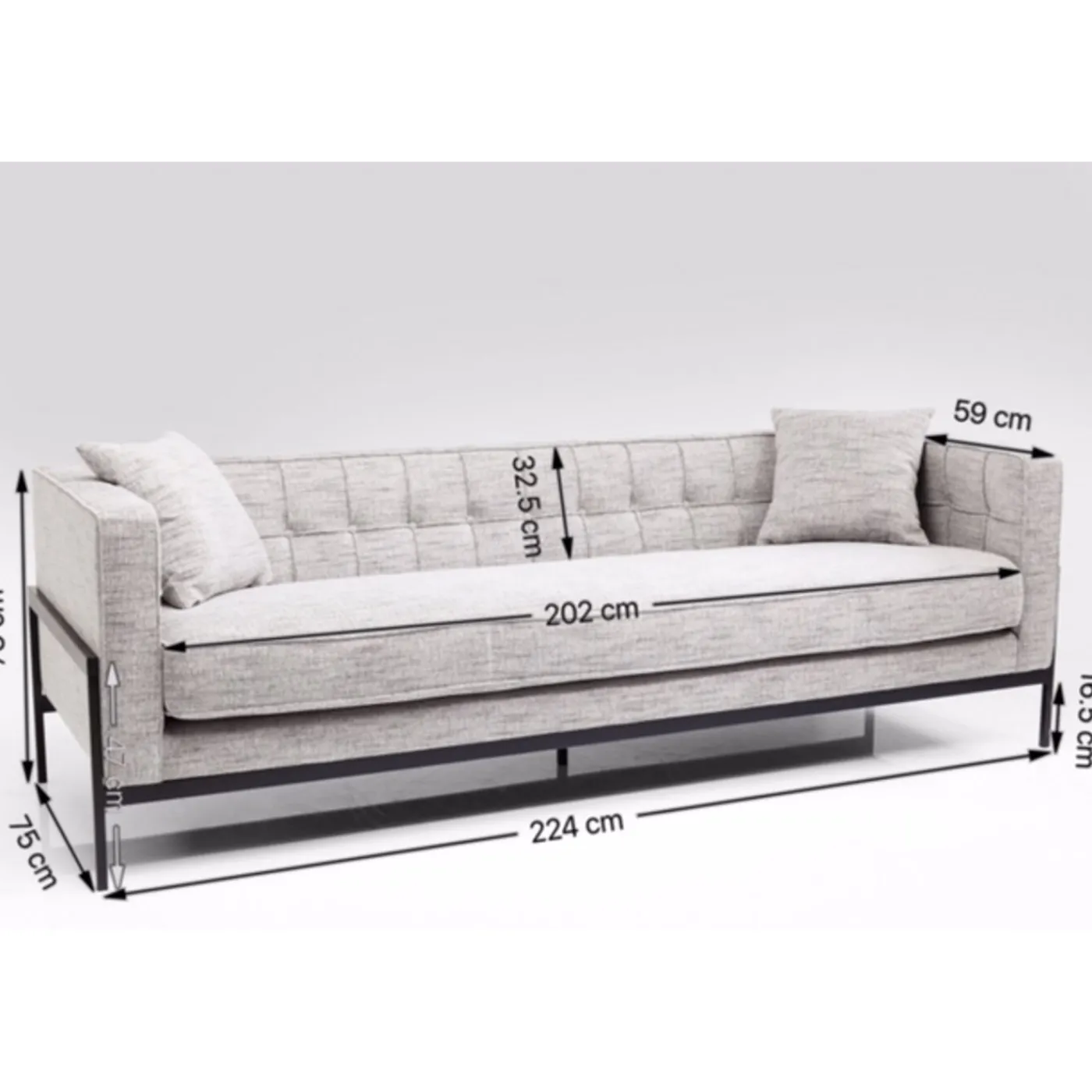 KARE Design Sofa Loft 3-Places Salt & Pepper