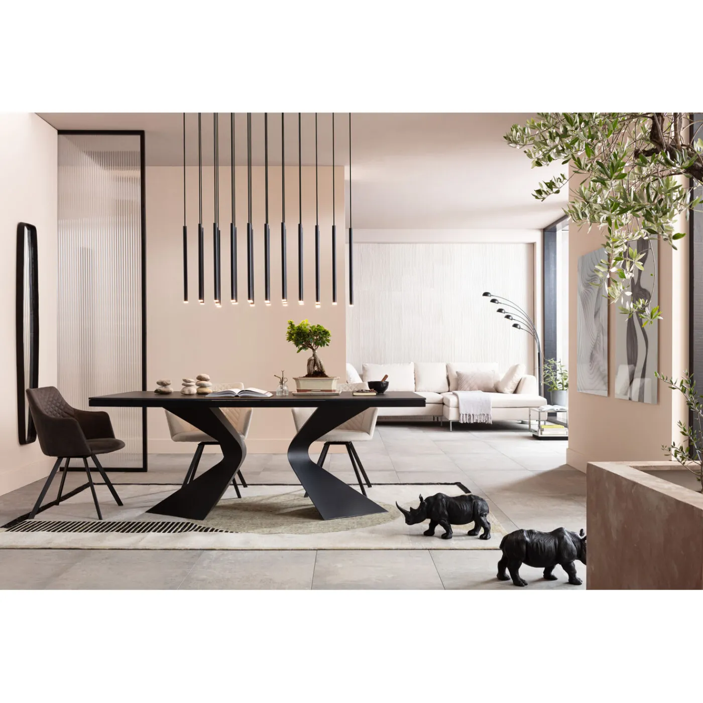 KARE Design Suspension Living Vegas Noir Mat Led 120Cm