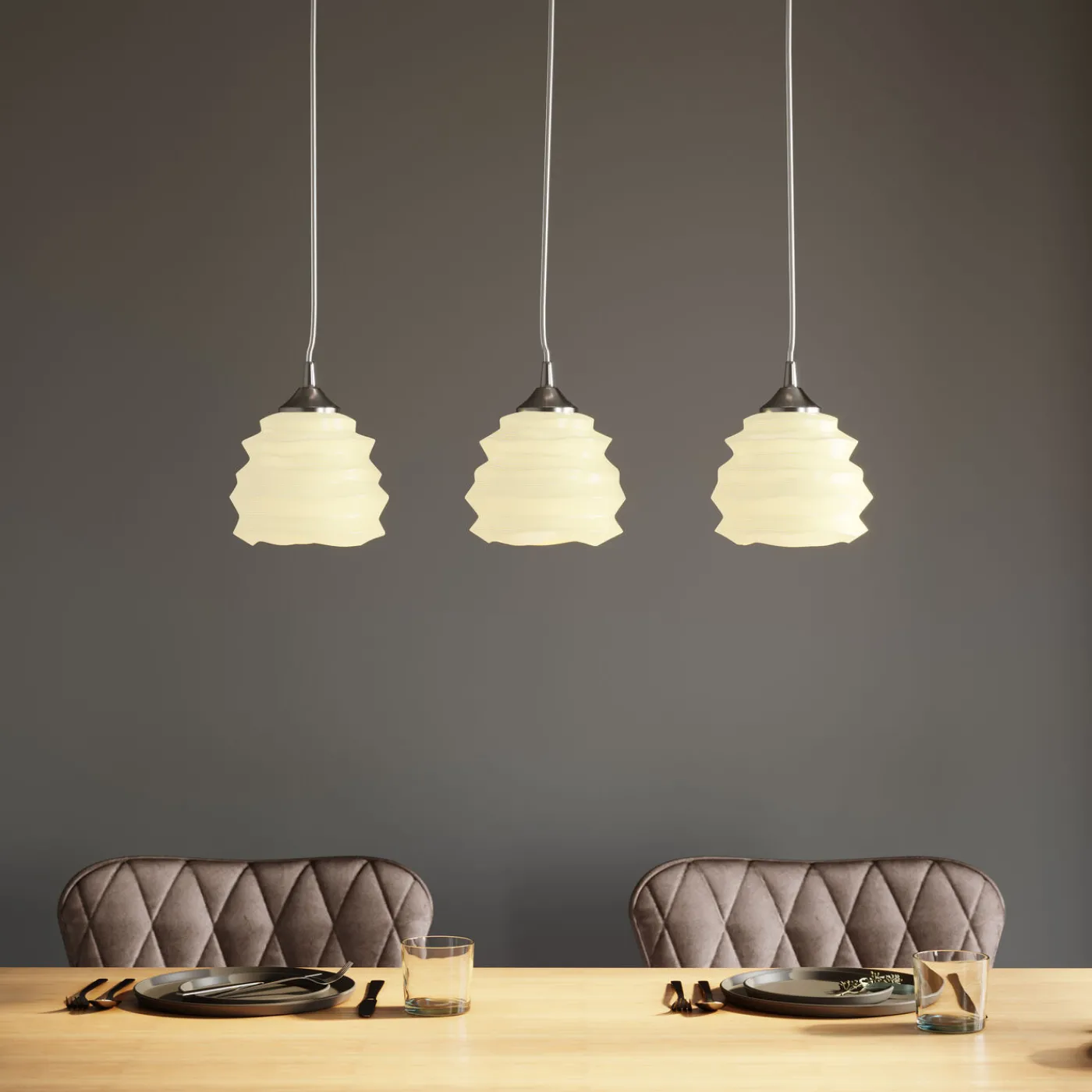 KARE Design Suspension Ruffle Dining Blanc