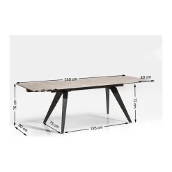 KARE Design Table A Rallonges Amsterdam Look Marbre 160(40+40)