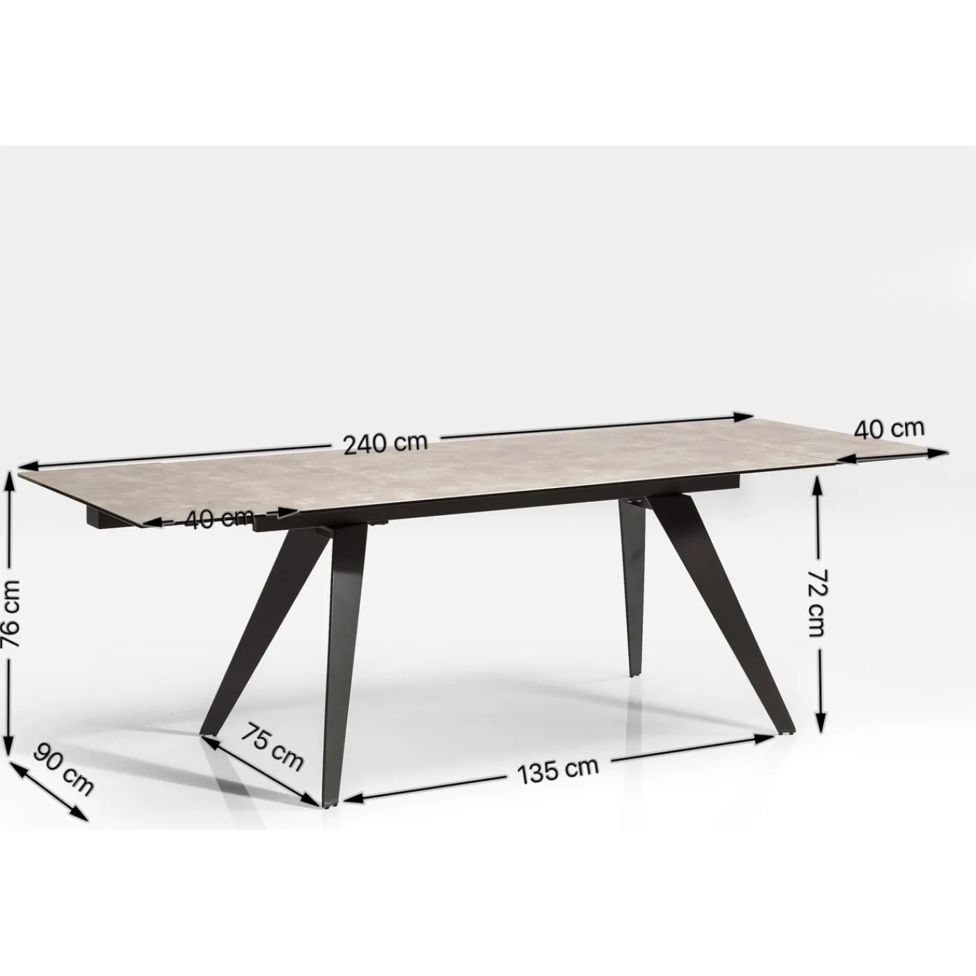 KARE Design Table A Rallonges Amsterdam Fonce 160/40+40)X90Cm