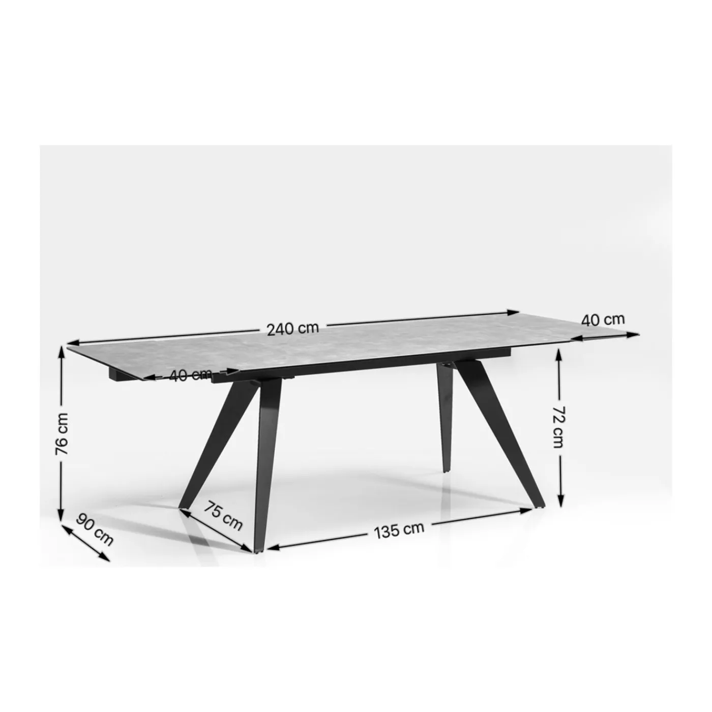 KARE Design Table A Rallonges Amsterdam Blanc 160(40X40)X90