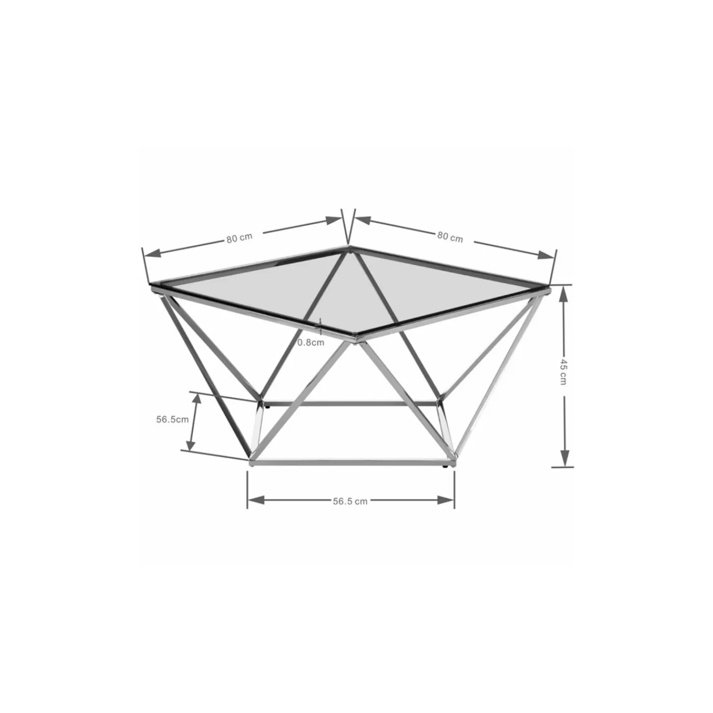 KARE Design Table Basse Cristallo Argente 80X80Cm