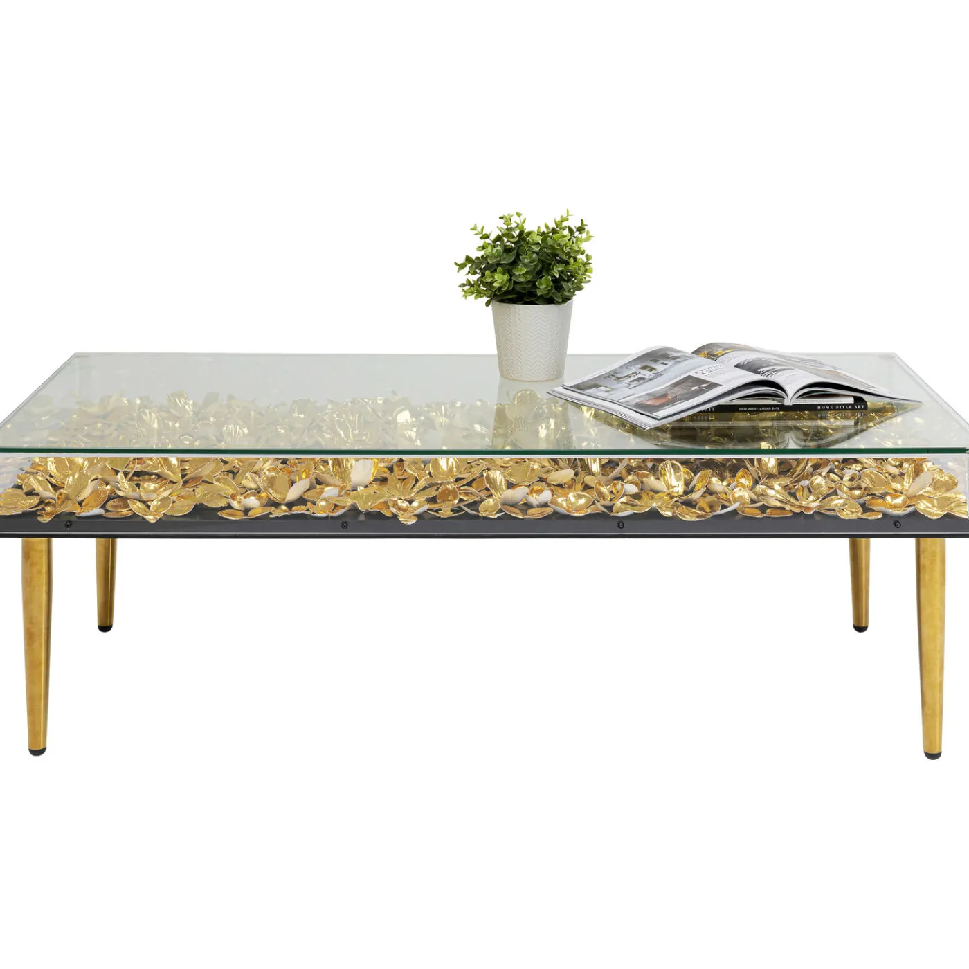 KARE Design Table Basse Gold Flowers 120X60