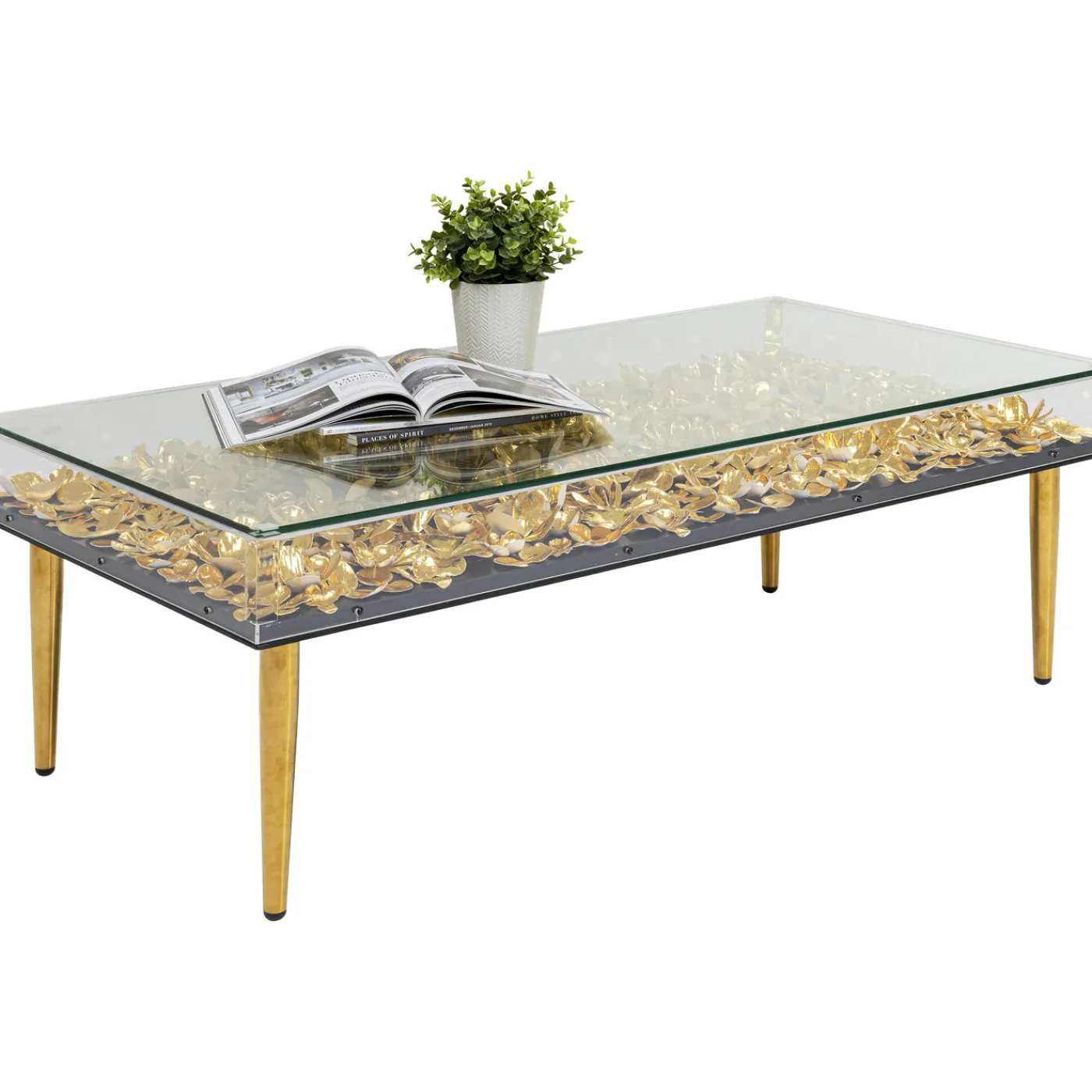 KARE Design Table Basse Gold Flowers 120X60