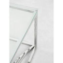 KARE Design Table Basse Laser Argente-Verre Clair 120X60Cm