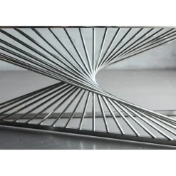 KARE Design Table Basse Laser Argente-Verre Clair 120X60Cm