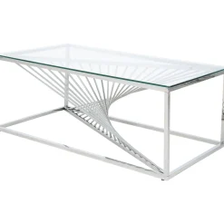 KARE Design Table Basse Laser Argente-Verre Clair 120X60Cm