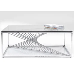 KARE Design Table Basse Laser Argente-Verre Clair 120X60Cm