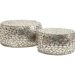 KARE Design Table Basse Pebbles Deluxe Argente (Jeu De 2)