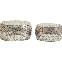 KARE Design Table Basse Pebbles Deluxe Argente (Jeu De 2)