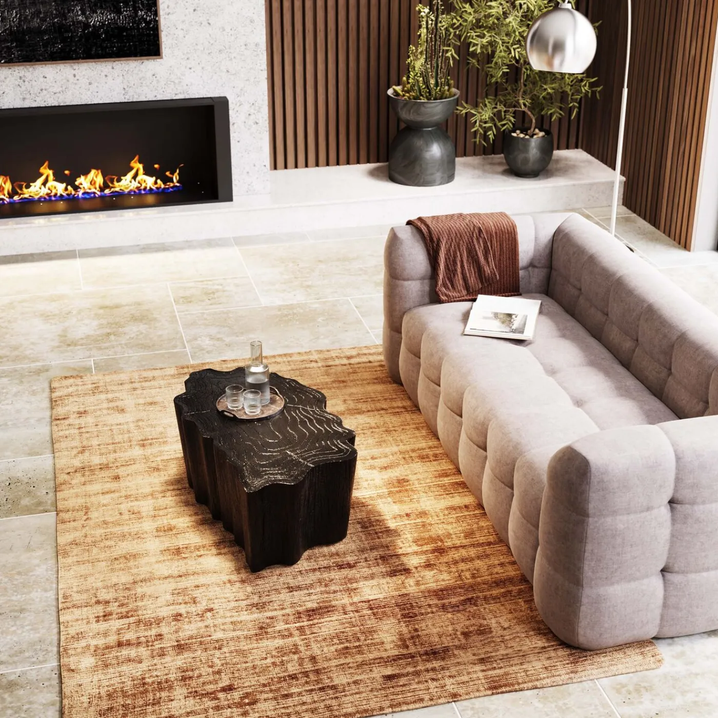 KARE Design Table Basse Tree Stump Noir 119X68Cm