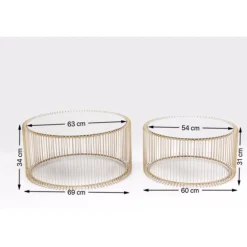 KARE Design Table Basse Wire Laiton (2/Set)