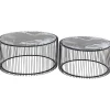 KARE Design Table Basse Wire Noir/Verre Décor Marbre (2/Set)