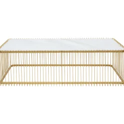KARE Design Table Basse Wire Verre Marbre Blanc 145X70Cm