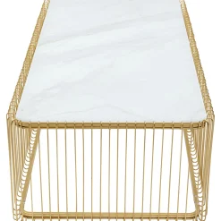 KARE Design Table Basse Wire Verre Marbre Blanc 145X70Cm