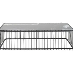 KARE Design Table Basse Wire Verre Marbre Noir 145X70Cm
