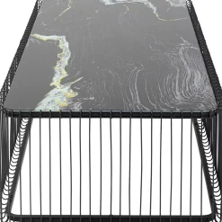 KARE Design Table Basse Wire Verre Marbre Noir 145X70Cm