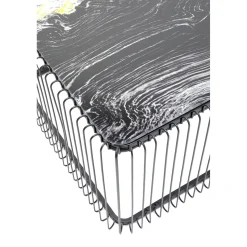 KARE Design Table Basse Wire Verre Marbre Noir 145X70Cm
