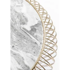 KARE Design Table D Appoint Beam Marbre Gris-Laiton O43Cm