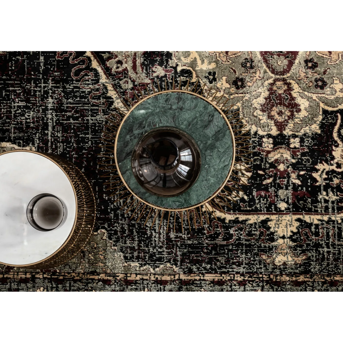 KARE Design Table D Appoint Beam Marbre Blanc-Laiton O32Cm