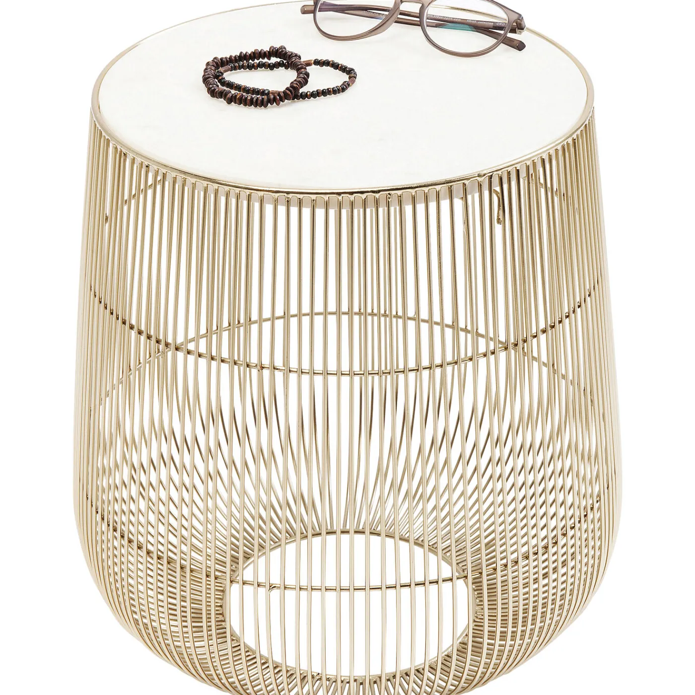 KARE Design Table D Appoint Beam Marbre Blanc-Laiton O32Cm