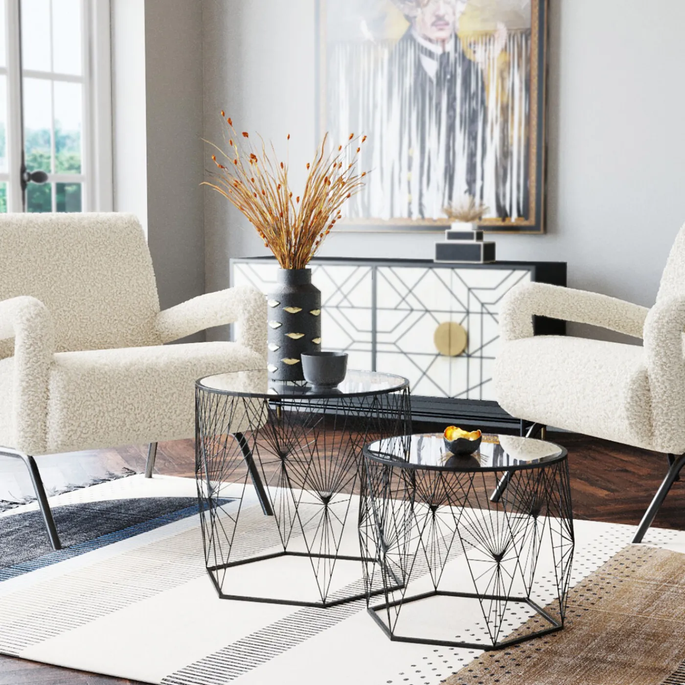 KARE Design Table D Appoint Cobweb Noir (2/Set)