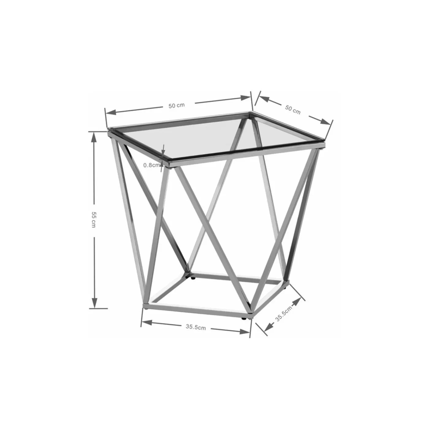 KARE Design Table D Appoint Cristallo Argente 50X50Cm