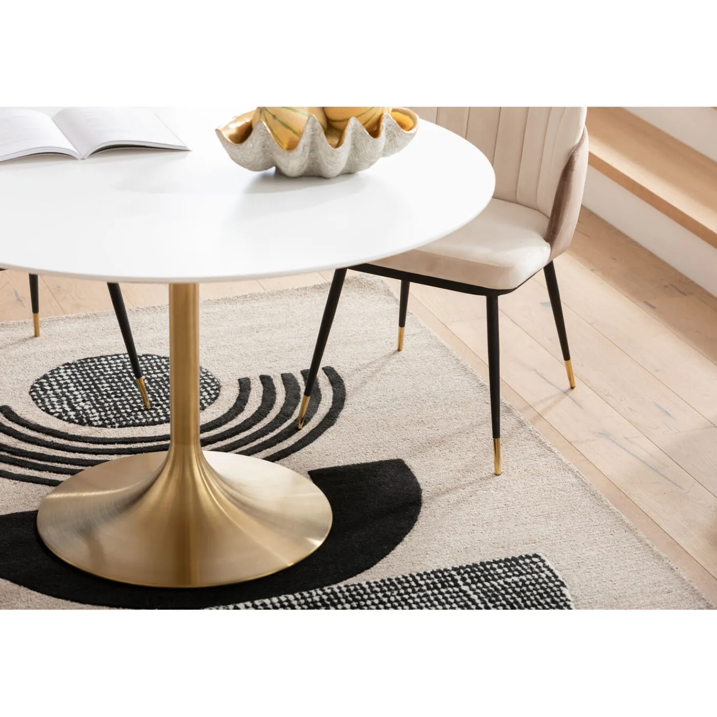 KARE Design Table Invitation Blanc-Laiton O120Cm