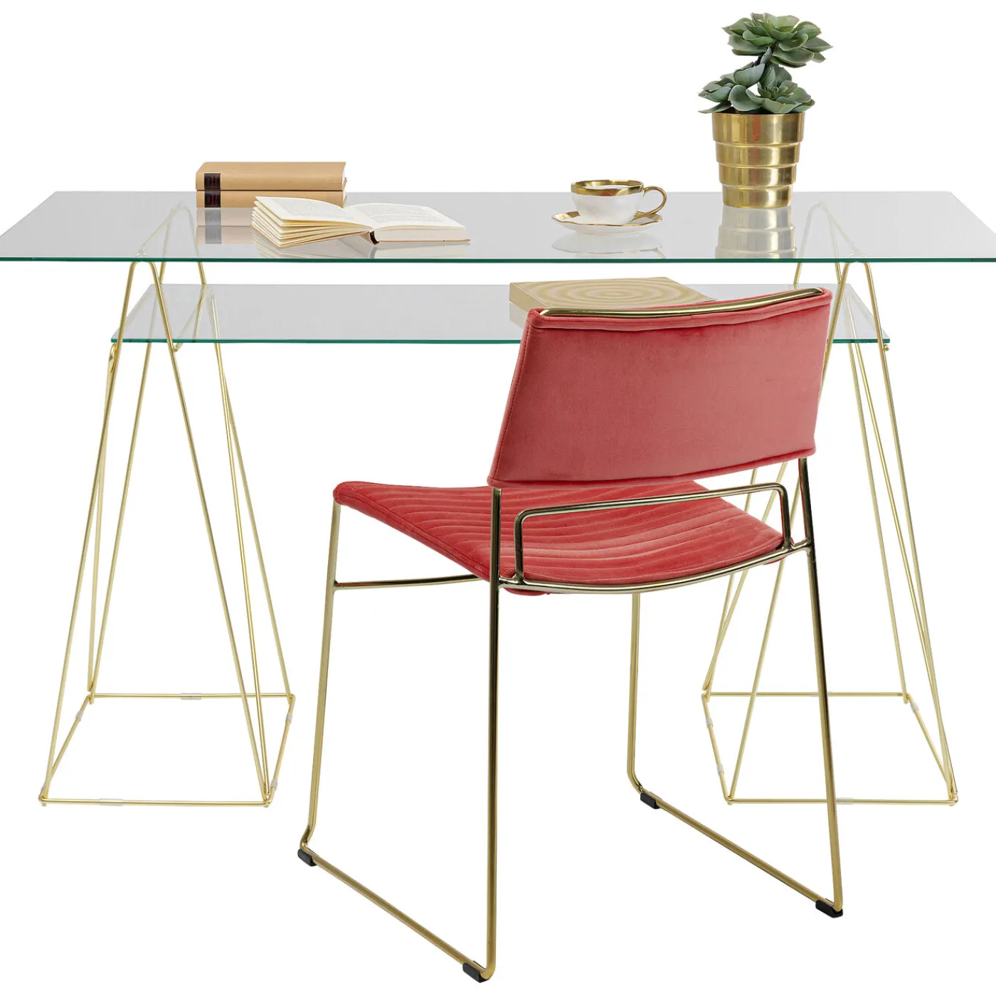 KARE Design Table Polar Laiton-Verre Trempe 8Mm