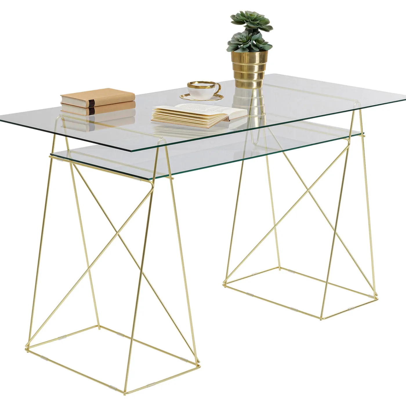 KARE Design Table Polar Laiton-Verre Trempe 8Mm