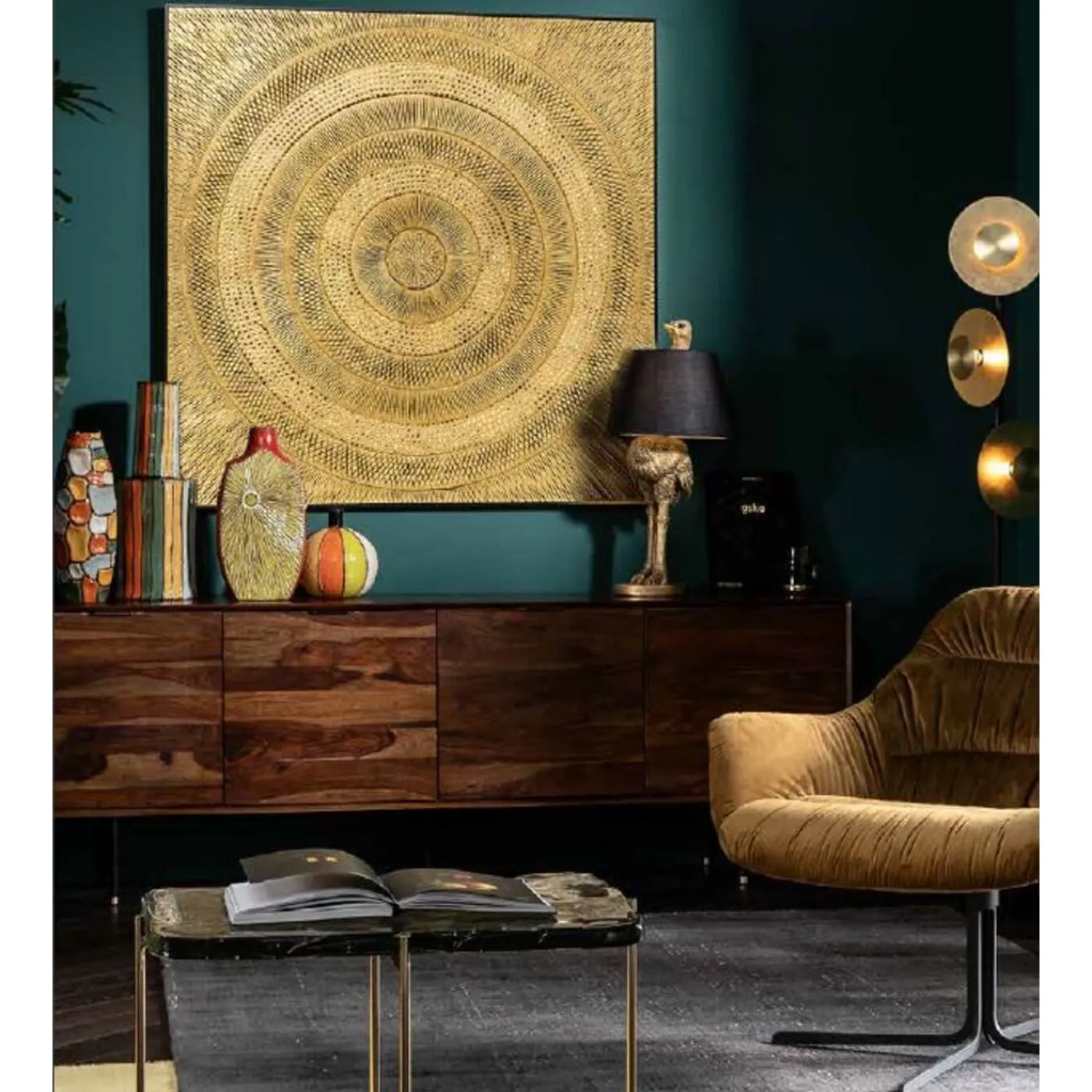 KARE Design Tableau Décoratif Art Circle Dore 120X120