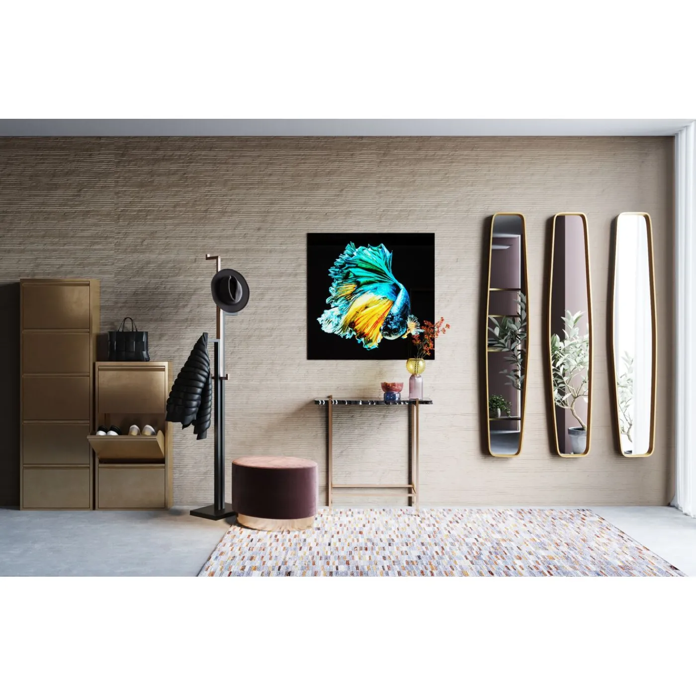 KARE Design Tableau En Verre Aqua Queen Fish 100X100Cm