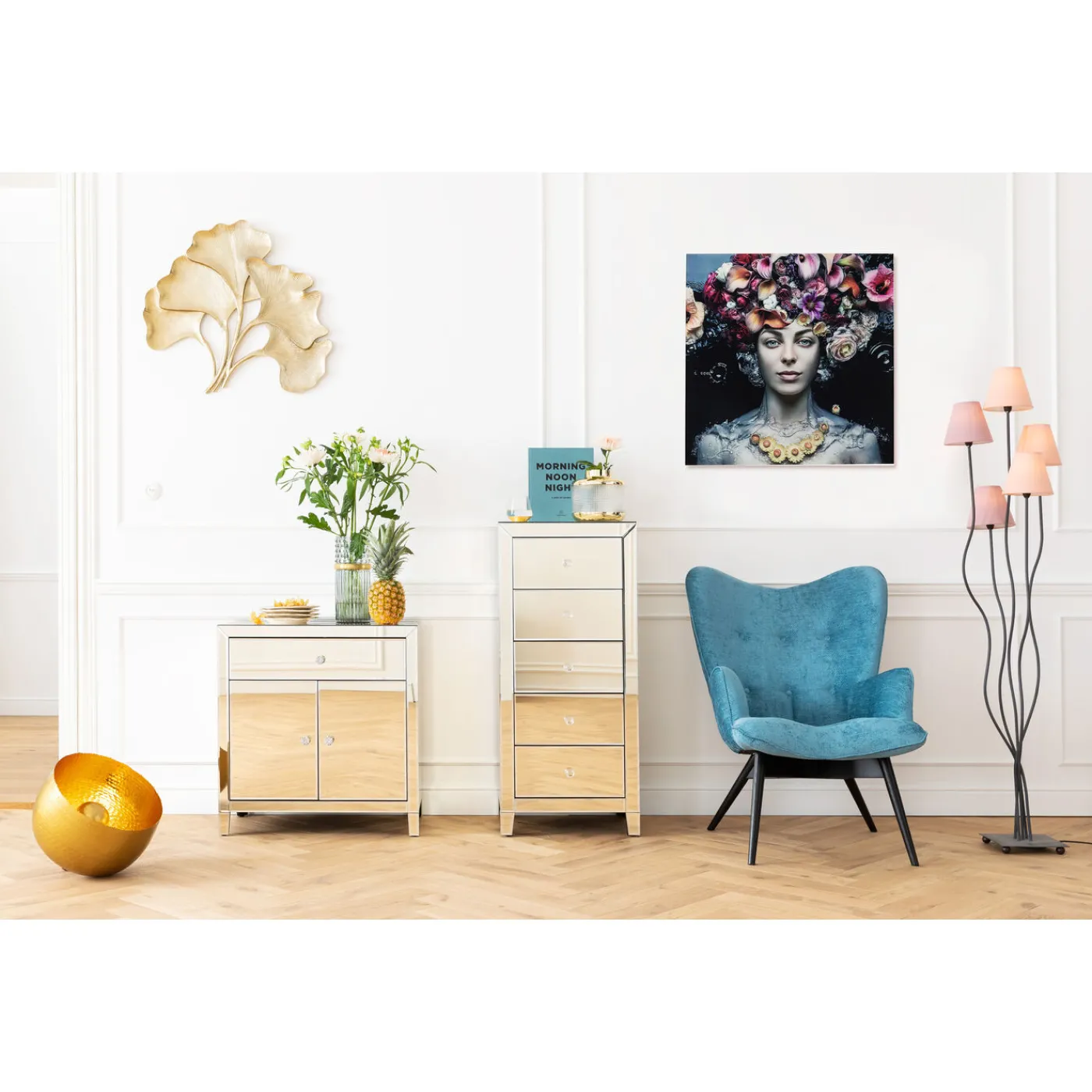 KARE Design Tableau En Verre Flower Art Lady 80X80Cm