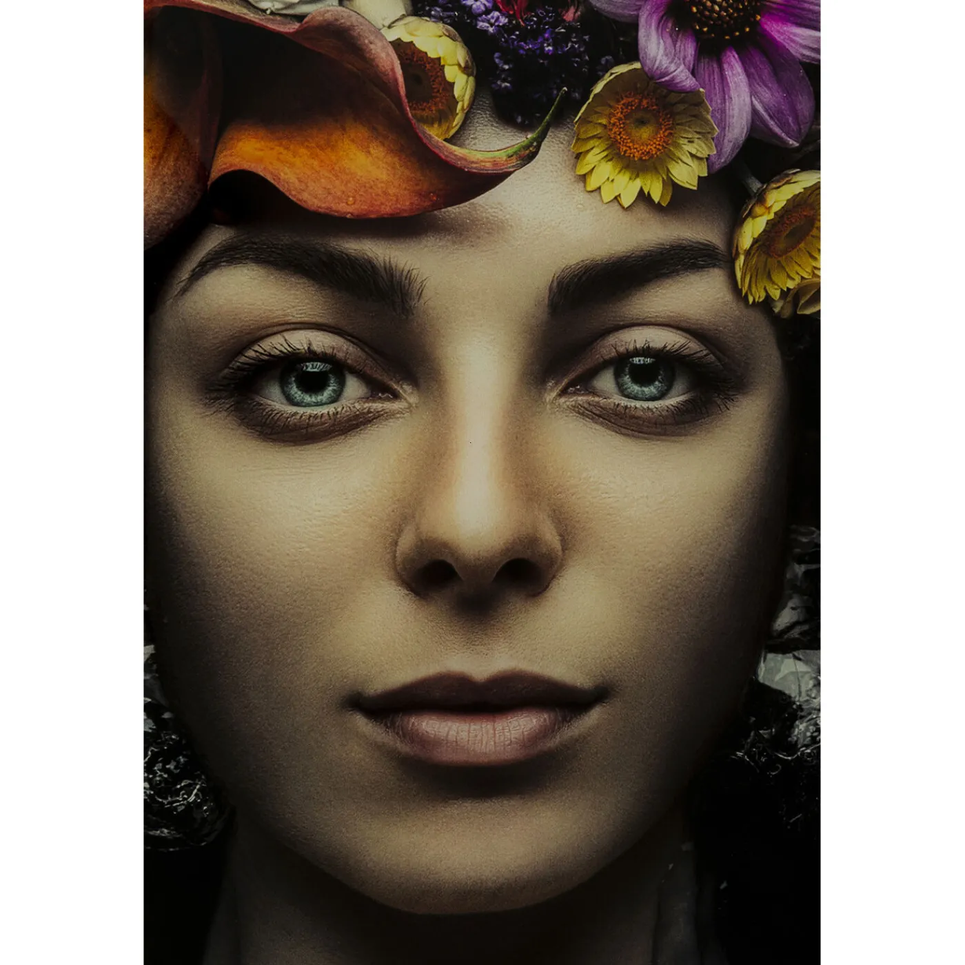 KARE Design Tableau En Verre Flower Art Lady 80X80Cm