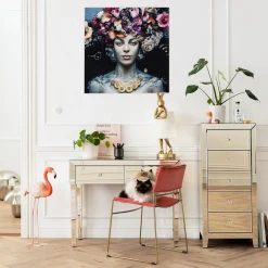 KARE Design Tableau En Verre Flower Art Lady 80X80Cm