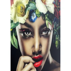 KARE Design Tableau En Verre Pretty Flower Woman 100X100